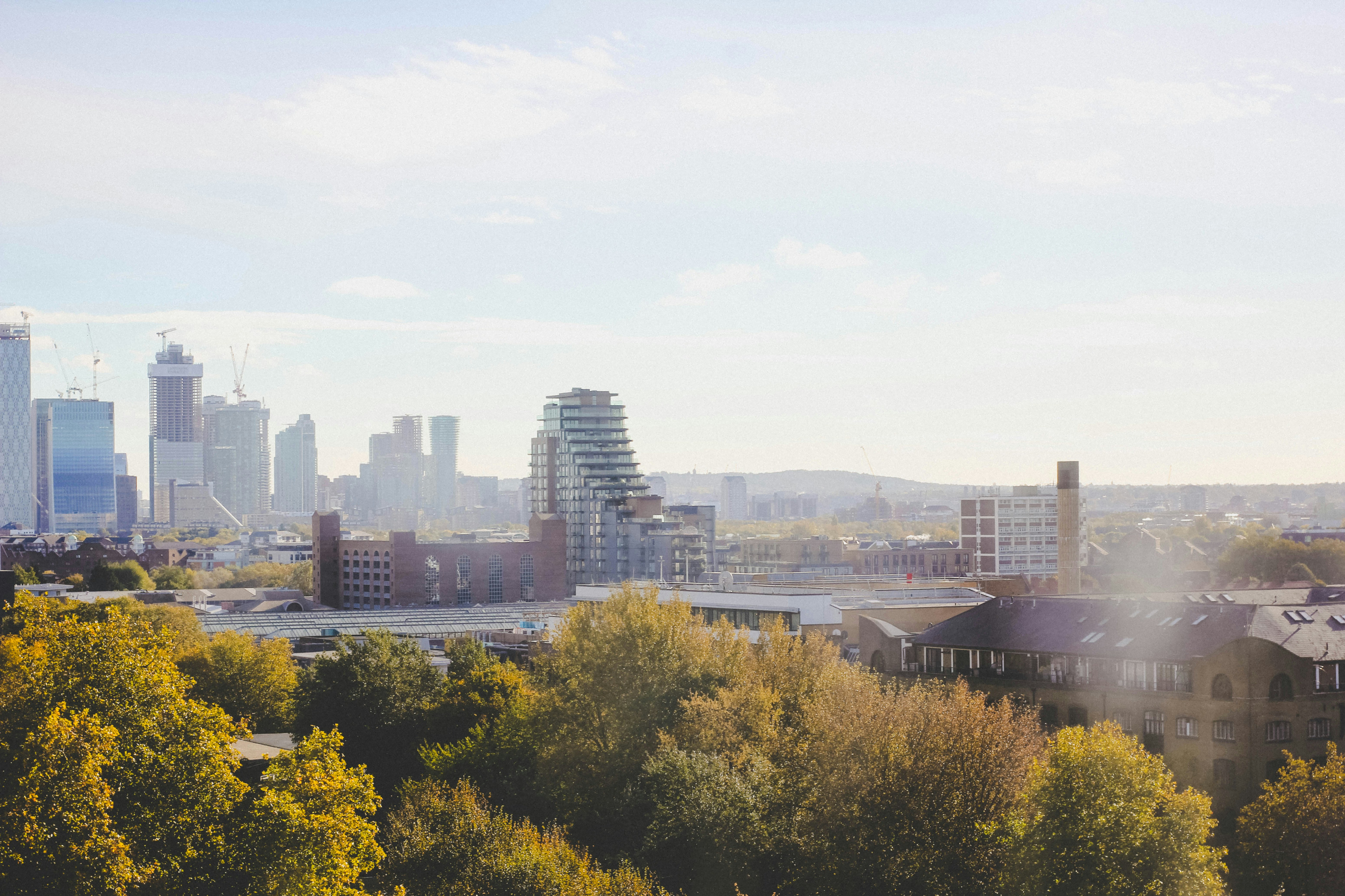 Urban city exploration with modern architecture and bustling streets